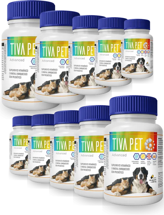 Kit com 10 frascos de Tiva Pet